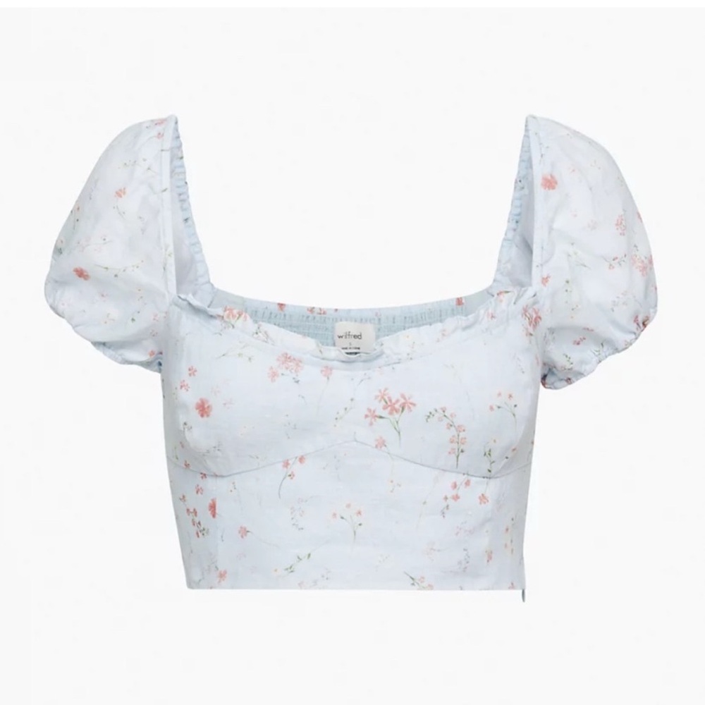 Wilfred White Puff Sleeve Crop Blouse